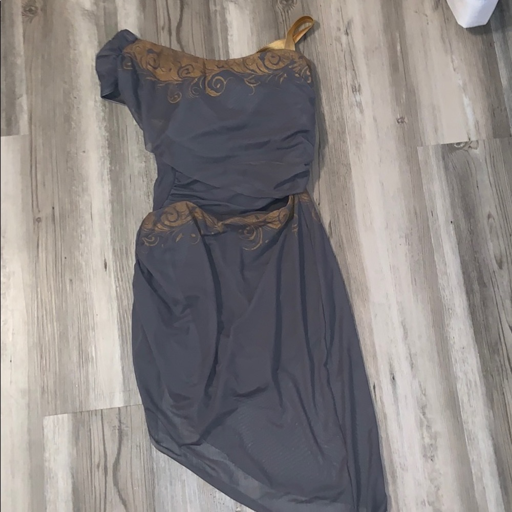 Grey two piece dance costume